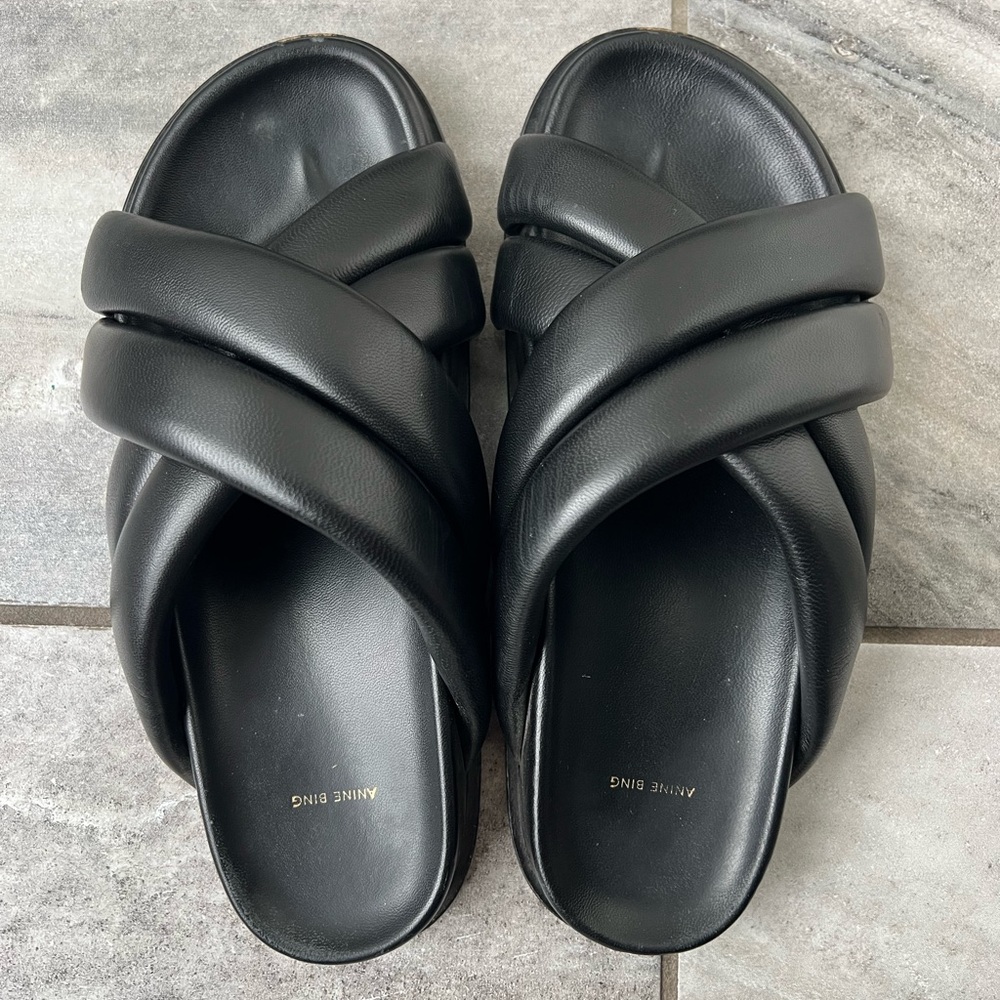 Anine Bing Black Lizzie Slides 38